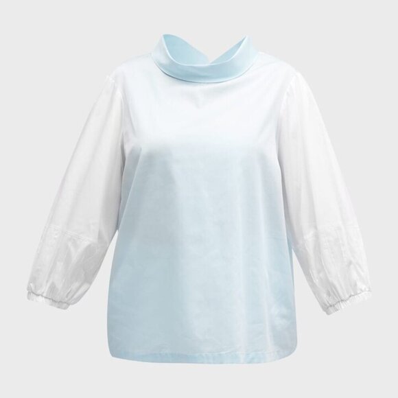 Harshman “Perry” Colorblock Funnel-Neck Tunic in White & Blue – NWT – 3X - Picture 4 of 10